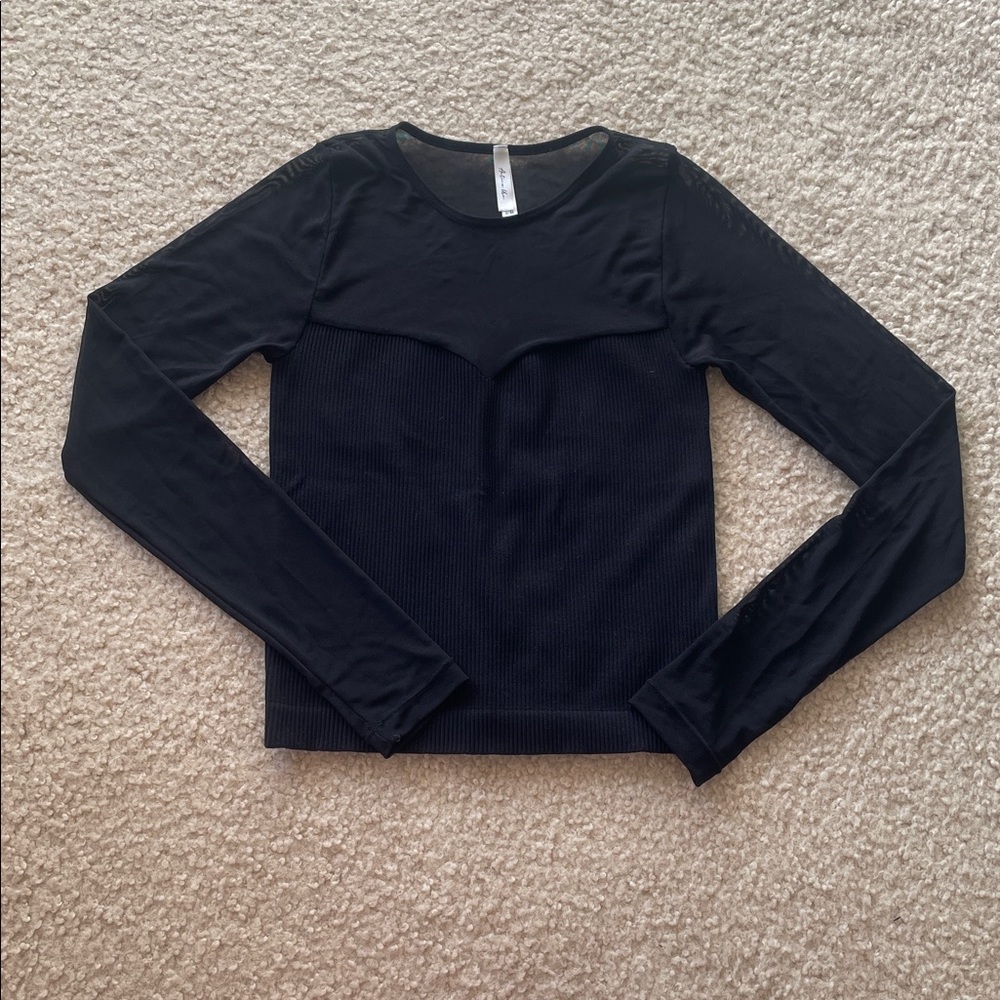 Sheer Long Sleeves Heart Tube Top Top Blouse S/M